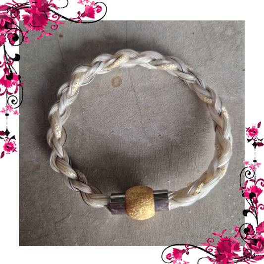 Bracelet ISIS & cordon métallisé - Crin de Cheval Artisanal